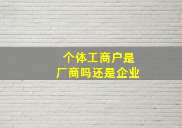 个体工商户是厂商吗还是企业