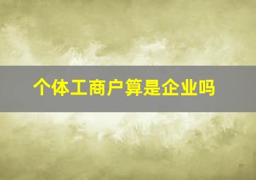 个体工商户算是企业吗