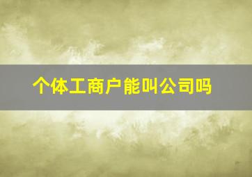 个体工商户能叫公司吗