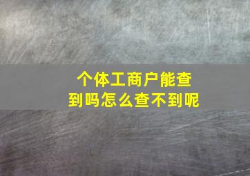 个体工商户能查到吗怎么查不到呢