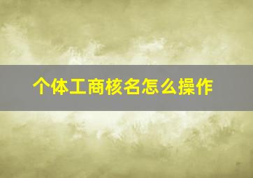 个体工商核名怎么操作