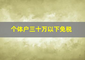 个体户三十万以下免税