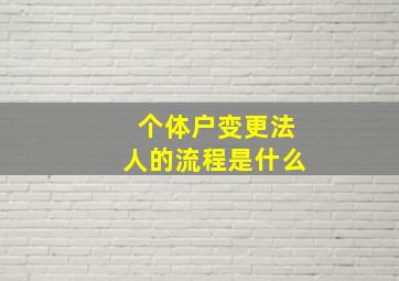 个体户变更法人的流程是什么