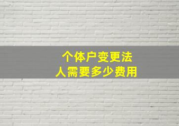 个体户变更法人需要多少费用