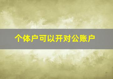 个体户可以开对公账户