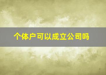 个体户可以成立公司吗