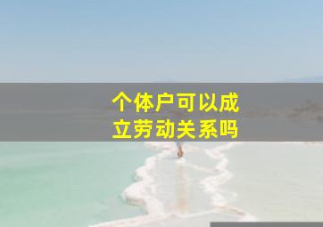 个体户可以成立劳动关系吗