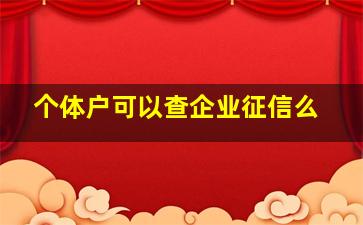 个体户可以查企业征信么