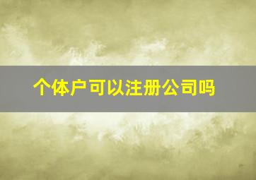 个体户可以注册公司吗