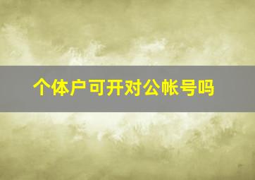 个体户可开对公帐号吗