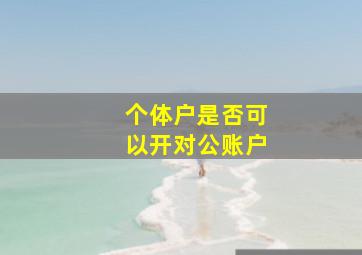 个体户是否可以开对公账户