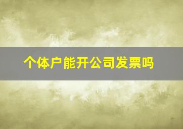 个体户能开公司发票吗