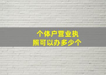 个体户营业执照可以办多少个