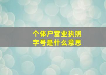 个体户营业执照字号是什么意思