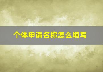 个体申请名称怎么填写