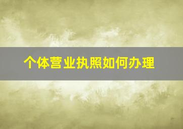 个体营业执照如何办理