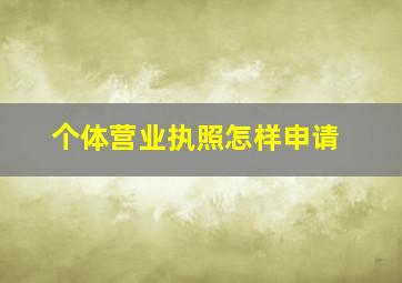 个体营业执照怎样申请