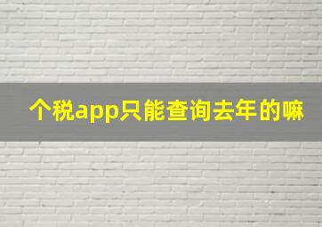 个税app只能查询去年的嘛