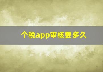 个税app审核要多久