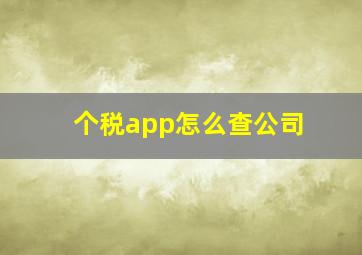 个税app怎么查公司