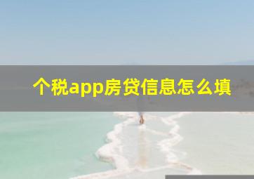 个税app房贷信息怎么填