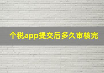 个税app提交后多久审核完