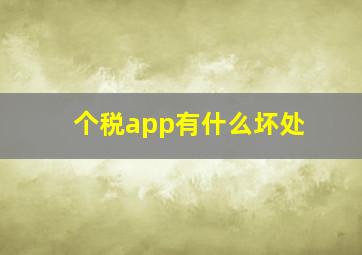 个税app有什么坏处