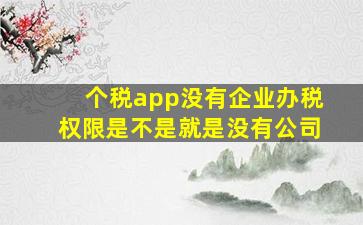 个税app没有企业办税权限是不是就是没有公司