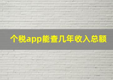 个税app能查几年收入总额