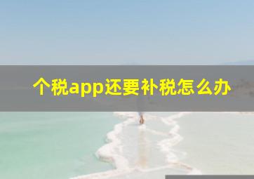 个税app还要补税怎么办