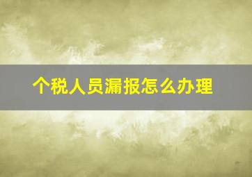 个税人员漏报怎么办理