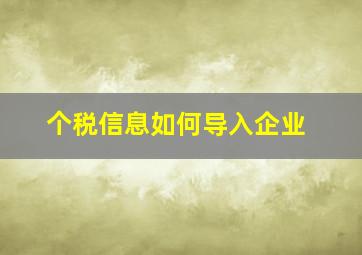 个税信息如何导入企业