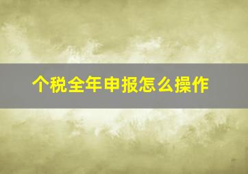 个税全年申报怎么操作