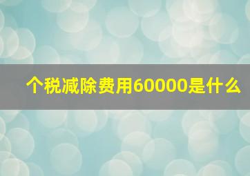 个税减除费用60000是什么