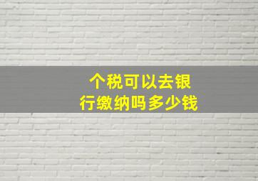 个税可以去银行缴纳吗多少钱