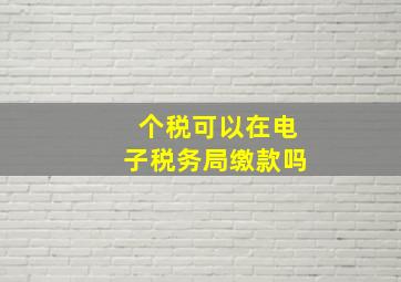 个税可以在电子税务局缴款吗