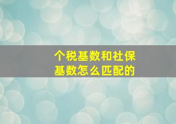 个税基数和社保基数怎么匹配的