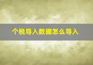 个税导入数据怎么导入