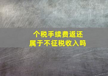 个税手续费返还属于不征税收入吗