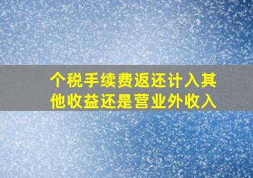 个税手续费返还计入其他收益还是营业外收入