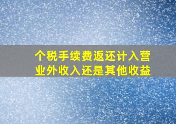 个税手续费返还计入营业外收入还是其他收益