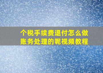 个税手续费退付怎么做账务处理的呢视频教程