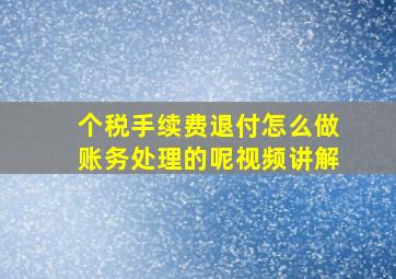 个税手续费退付怎么做账务处理的呢视频讲解