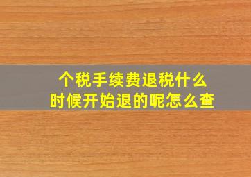 个税手续费退税什么时候开始退的呢怎么查