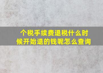 个税手续费退税什么时候开始退的钱呢怎么查询