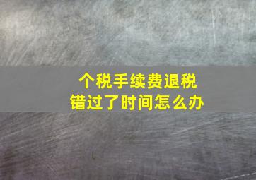 个税手续费退税错过了时间怎么办