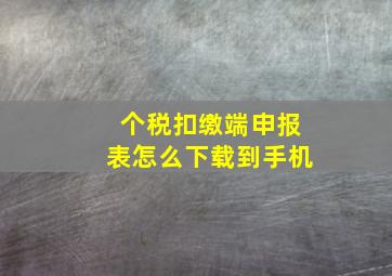 个税扣缴端申报表怎么下载到手机