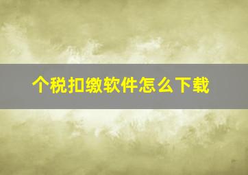 个税扣缴软件怎么下载