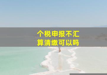 个税申报不汇算清缴可以吗