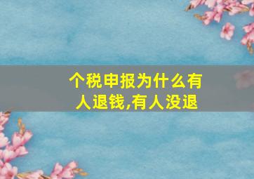 个税申报为什么有人退钱,有人没退